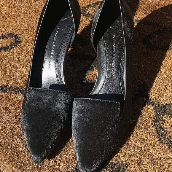 10 Crosby Dereck Lam Black Real Fur High Heels. d’Orsay Pumps, Size 7 1/2 NWOT - Picture 4 of 16